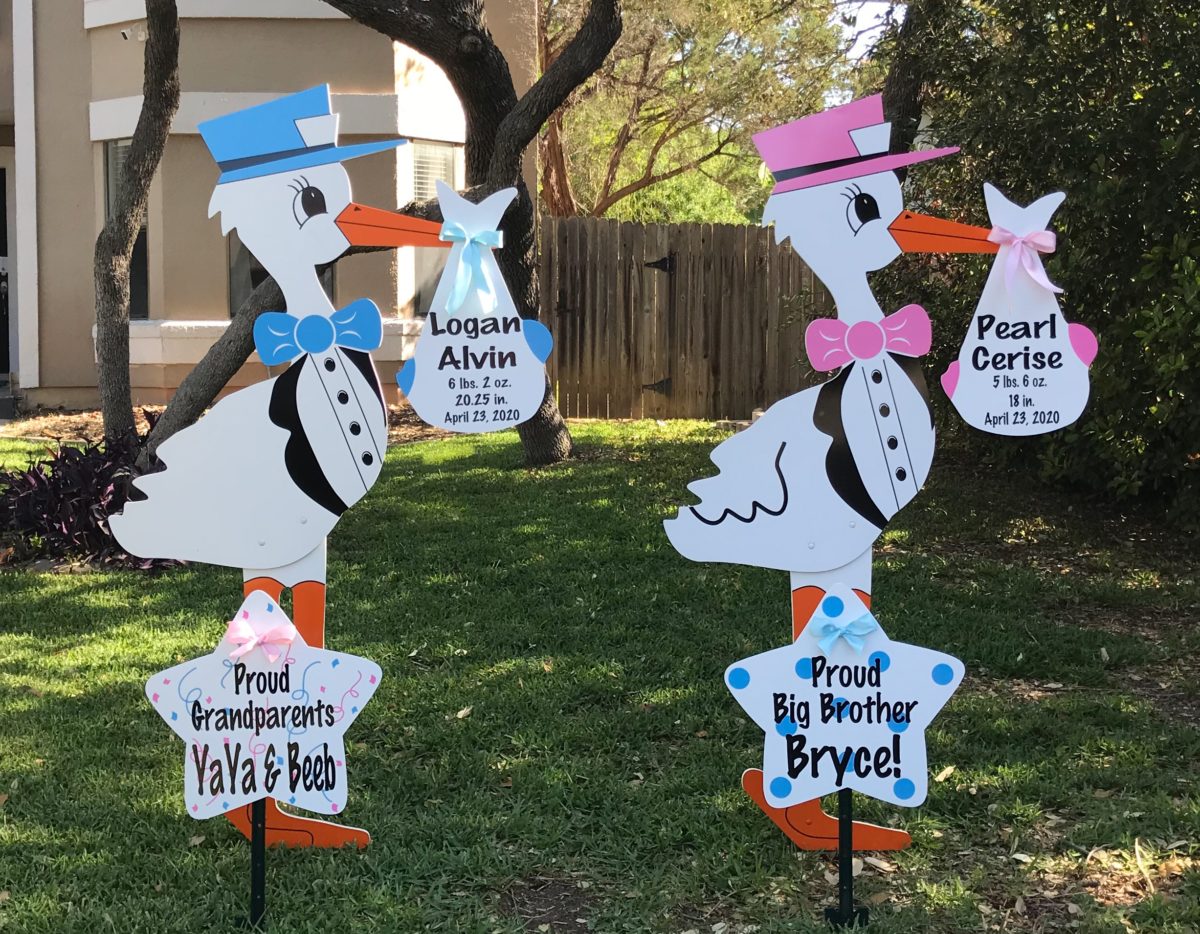 Twins Stork Signs - New Baby Birth Announcement Sign Rentals in Lee, Naples and Collier County, Florida